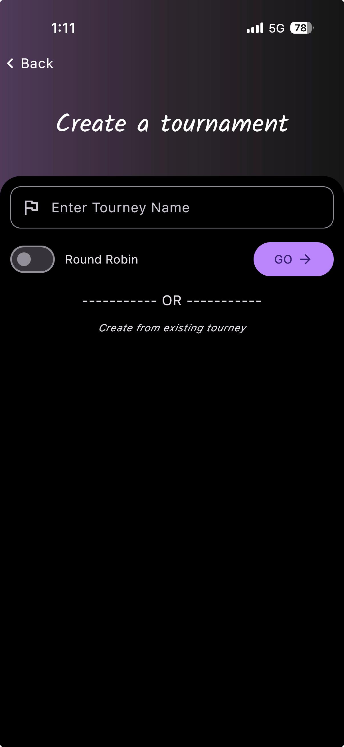Start a new tournament