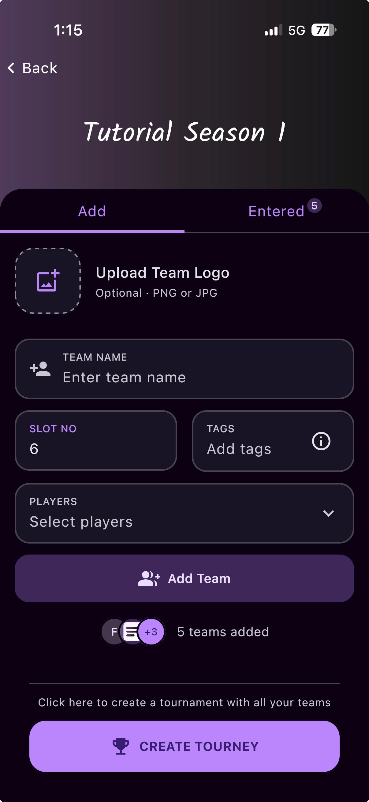 Add each team