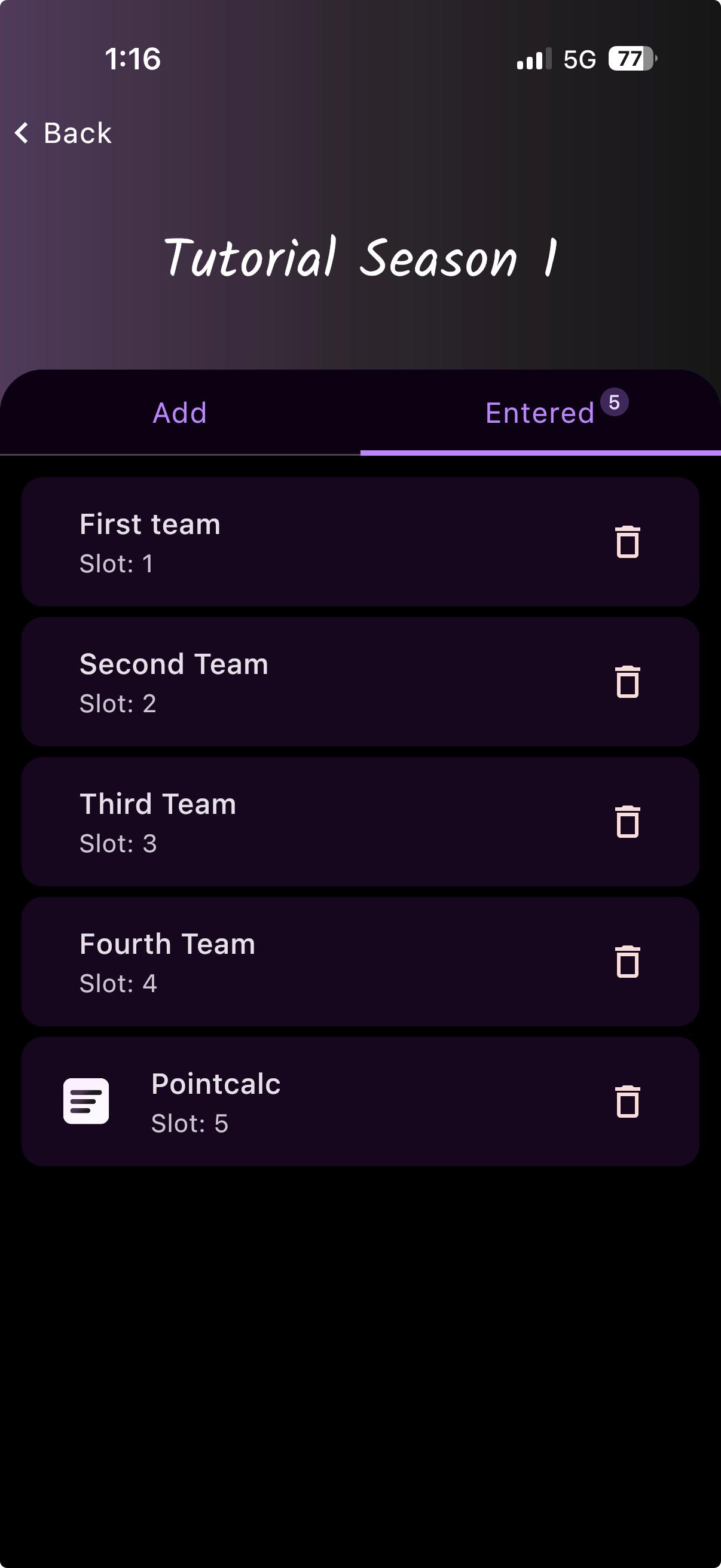 Check your team list