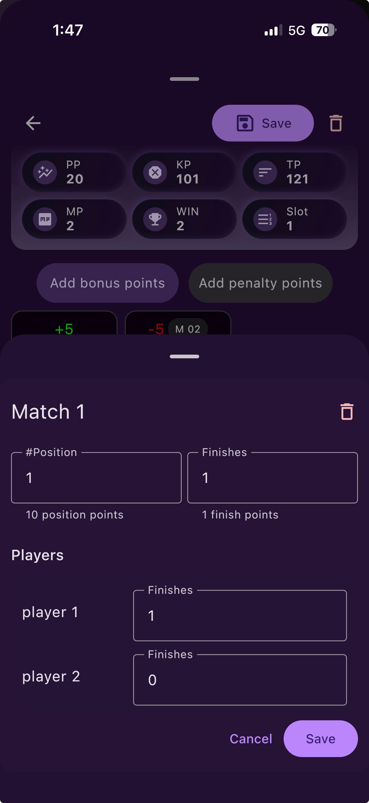 Edit a single match