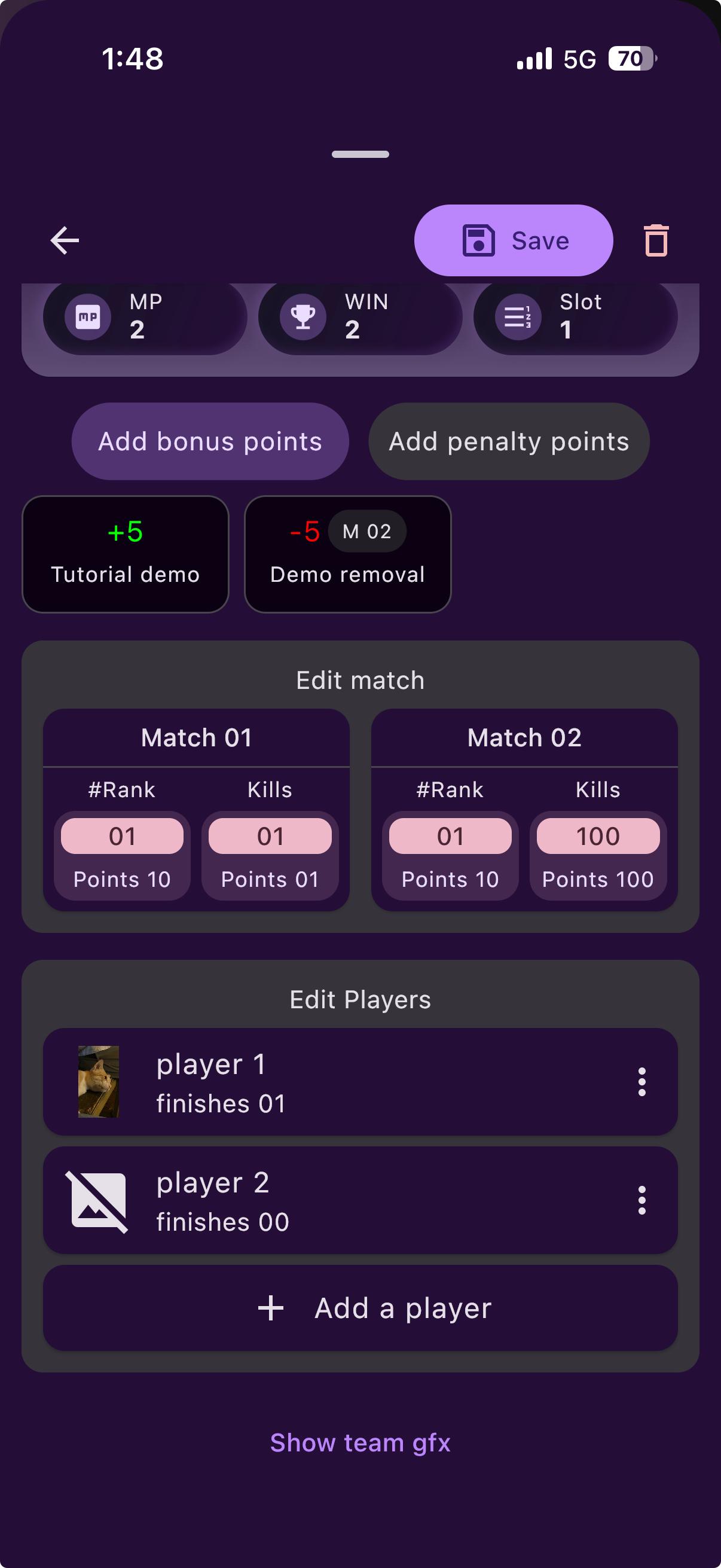 Edit the players