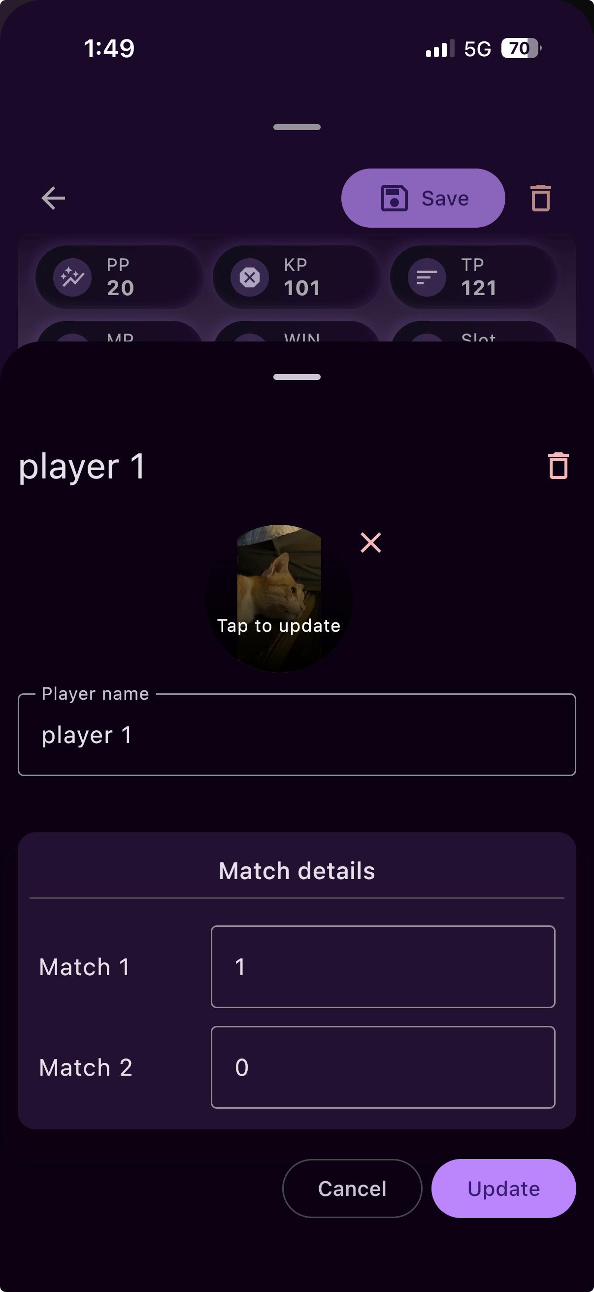 Edit one player