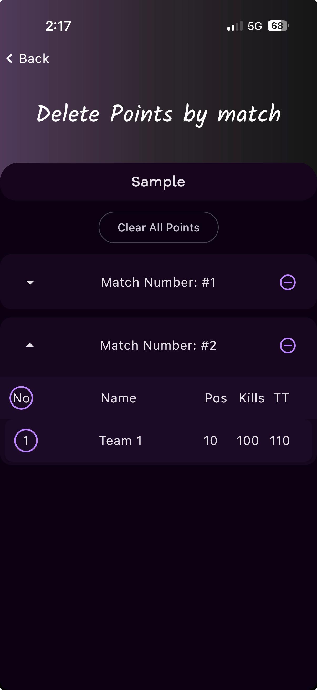 Remove a match’s points