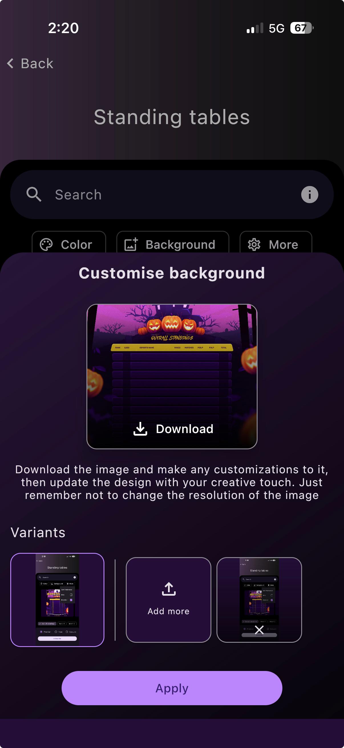 Change the background