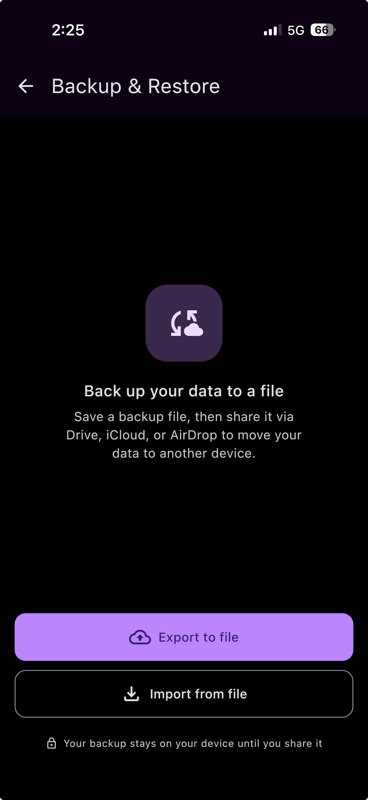On iPhone — a backup file