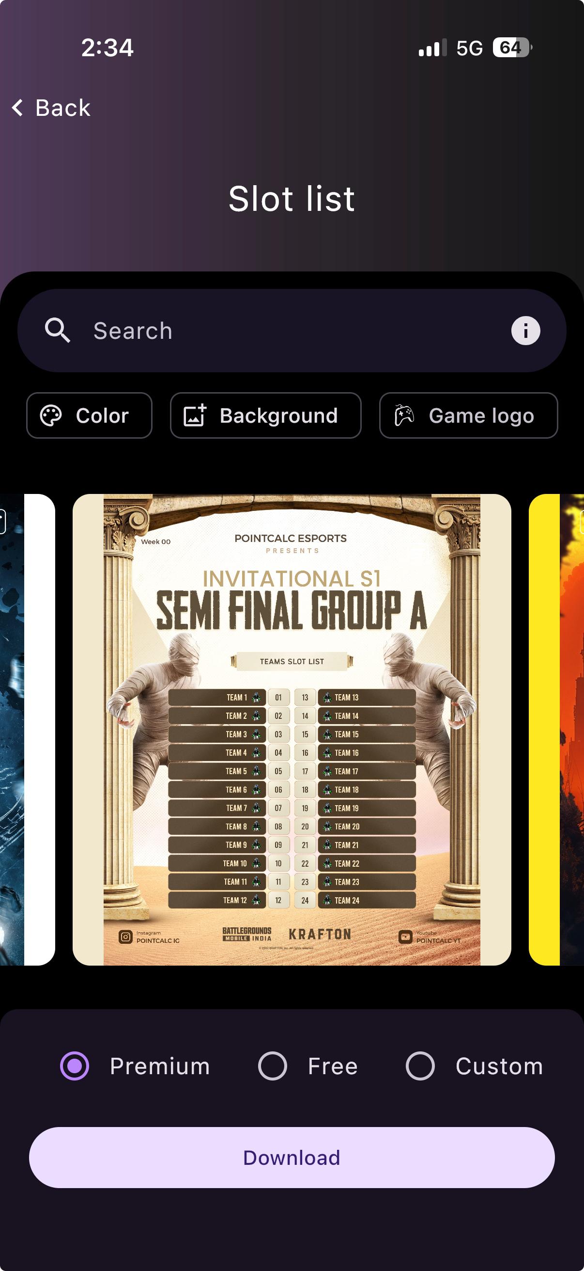 Slot list