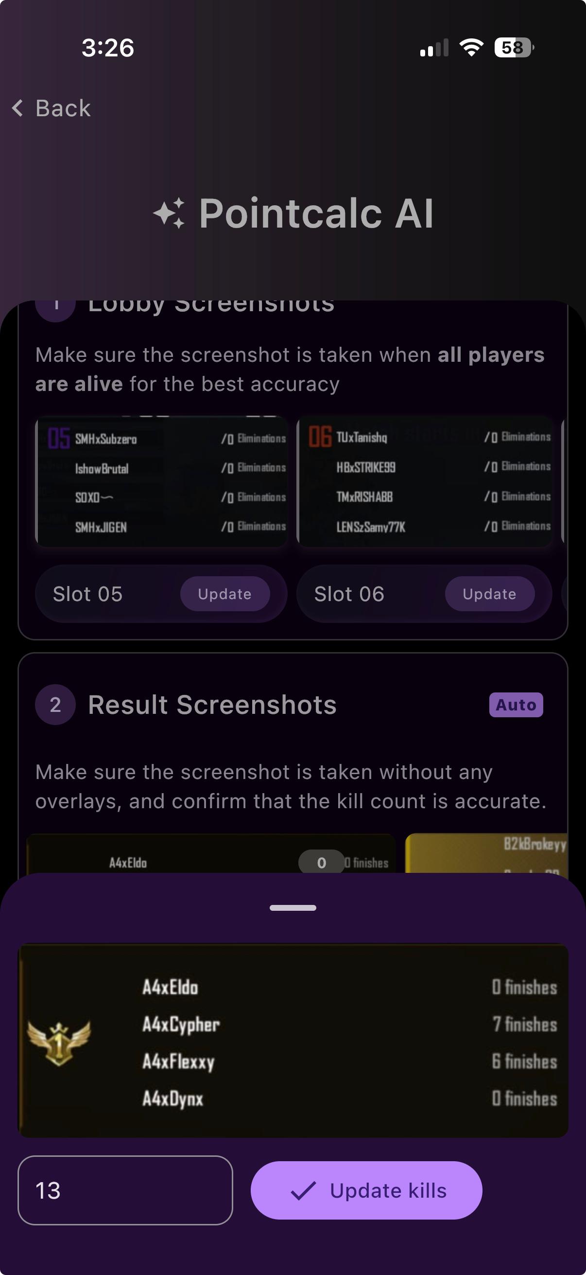Fix a team’s kills