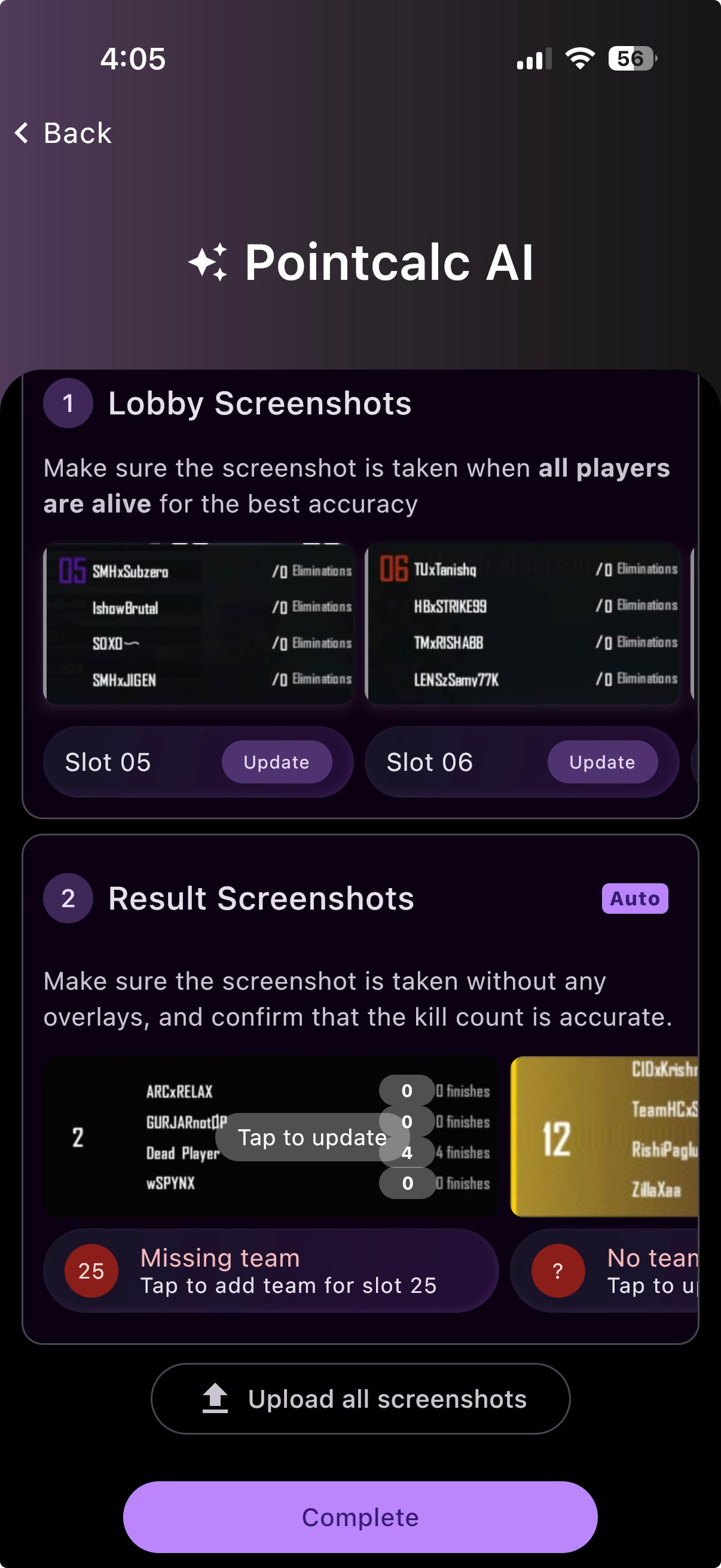 “Missing team”